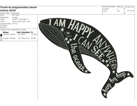 machine embroidery design whale