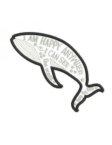 machine embroidery design applique whale