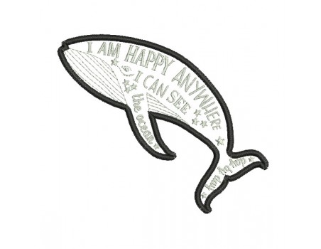 machine embroidery design applique whale