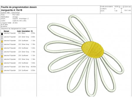 machine embroidery design applique daisy