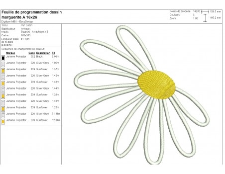 machine embroidery design applique daisy