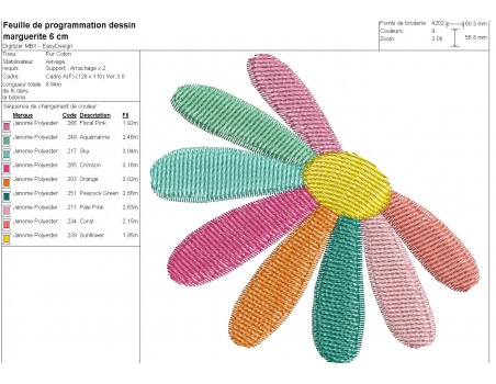 machine embroidery design  daisy