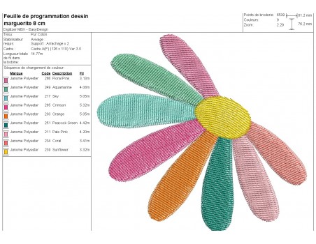 machine embroidery design  daisy