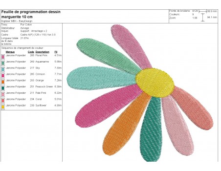 machine embroidery design  daisy