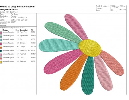 machine embroidery design  daisy