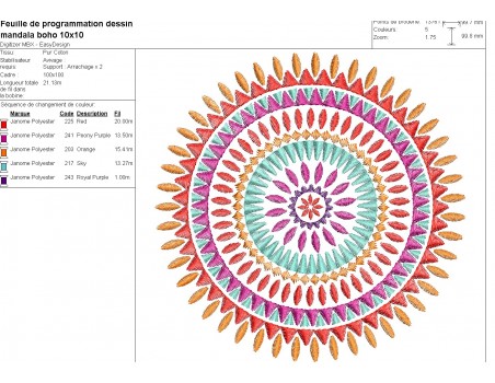 Machine embroidery design  boho mandala