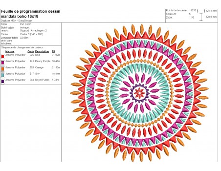 Motif de broderie machine mandala boho