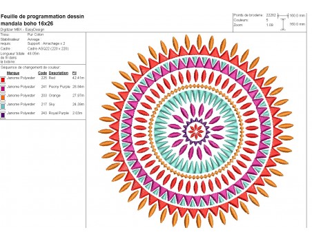 Motif de broderie machine mandala boho