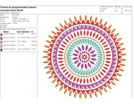 Machine embroidery design  boho mandala