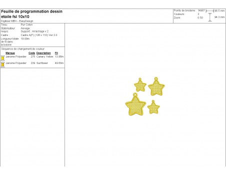 Motif de broderie machine étoile en FSL