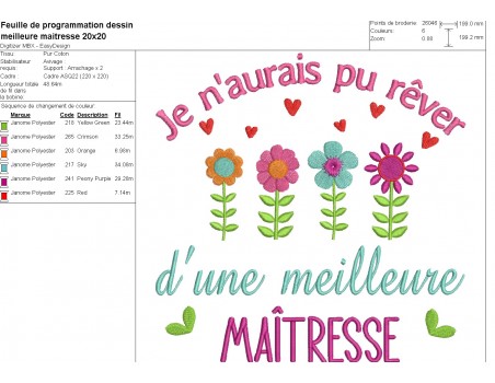 Motif de broderie machine meilleure maîtresse