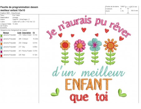 Motif de broderie machine meilleur enfant