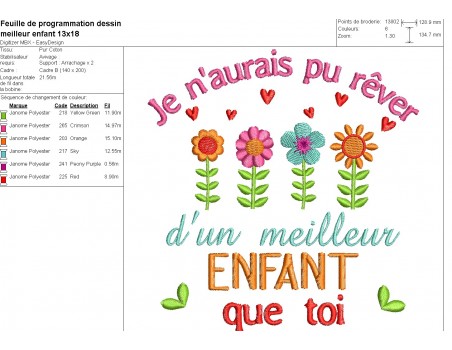 Motif de broderie machine meilleur enfant