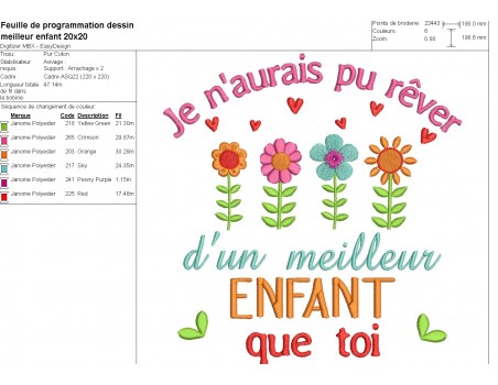 Motif de broderie machine meilleur enfant