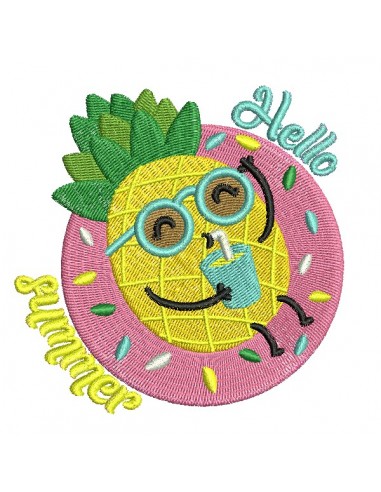 Motif de broderie machine bouée donut avec ananas