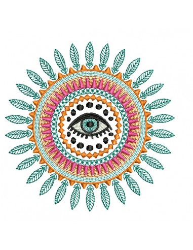 Motif de broderie machine mandala oeil chance