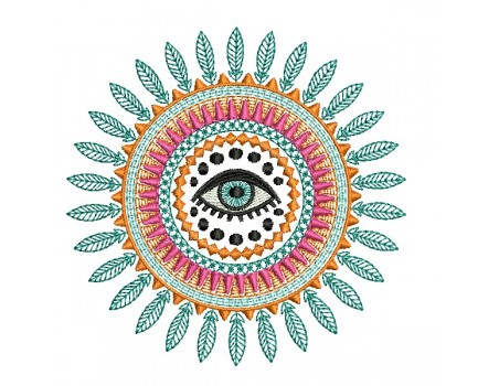 Motif de broderie machine mandala oeil chance