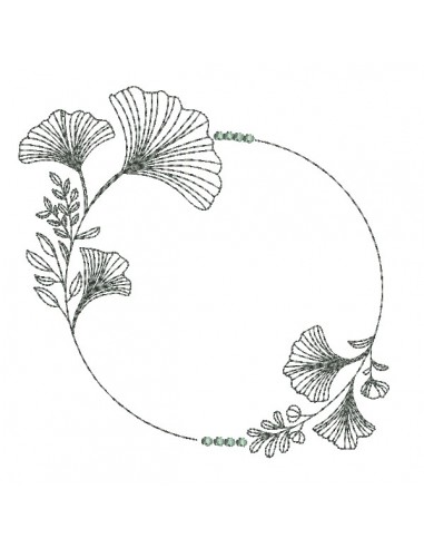 machine embroidery design frame  ginkgo biloba