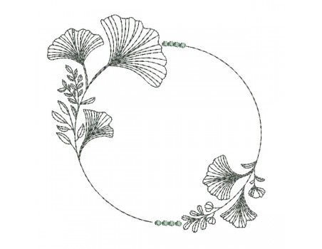 machine embroidery design frame  ginkgo biloba