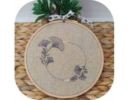 machine embroidery design frame  ginkgo biloba