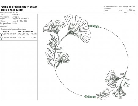 machine embroidery design frame  ginkgo biloba