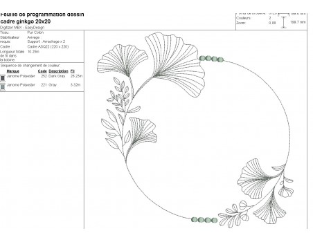 machine embroidery design frame  ginkgo biloba