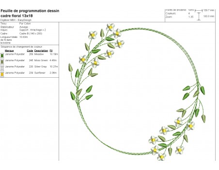 machine embroidery design floral frame