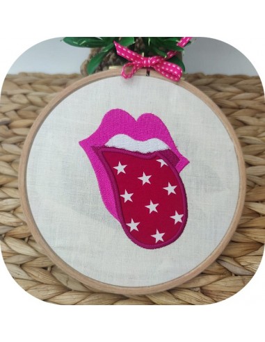 machine embroidery design applique mouth and tongue