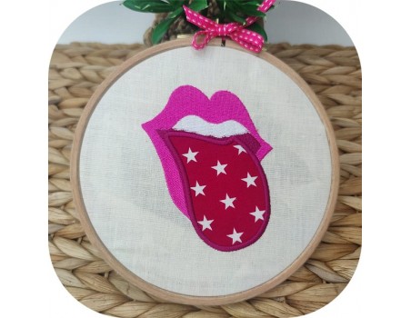 machine embroidery design applique mouth and tongue