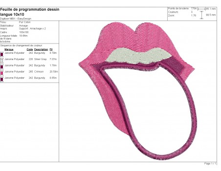 machine embroidery design applique mouth and tongue