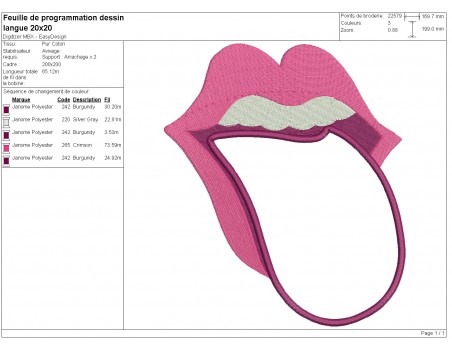 machine embroidery design applique mouth and tongue