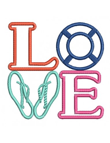 machine embroidery design  applique word love