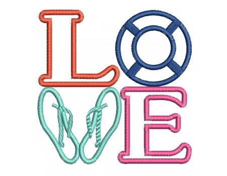 machine embroidery design  applique word love