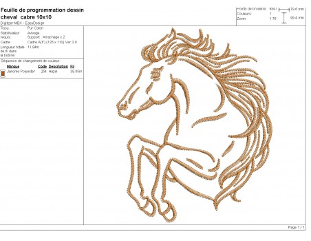 machine embroidery design  prancing Horse