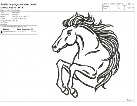 machine embroidery design  prancing Horse