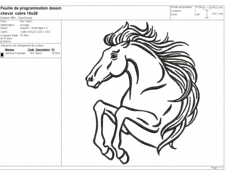 machine embroidery design  prancing Horse