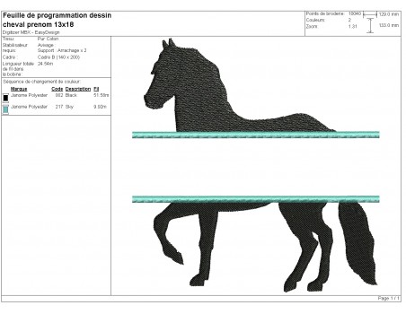 machine embroidery design  horse customisable