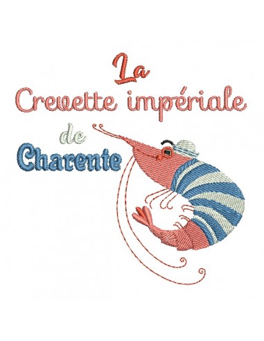 Motif de broderie machine crevette impériale de Charente