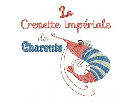 Motif de broderie machine crevette impériale de Charente