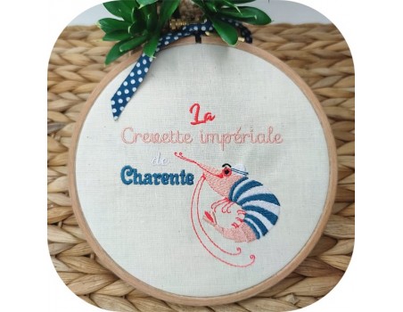 Motif de broderie machine crevette impériale de Charente