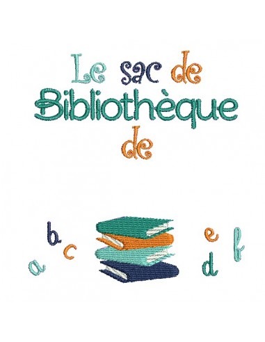 Motif de broderie machine livres bibliothèque