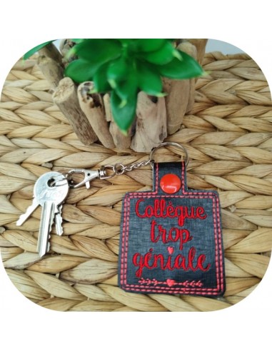 machine embroidery design super awesome colleague keychain ith