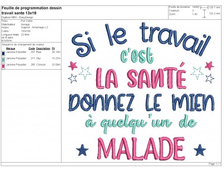 Motif de broderie machine travail