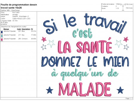 Motif de broderie machine travail