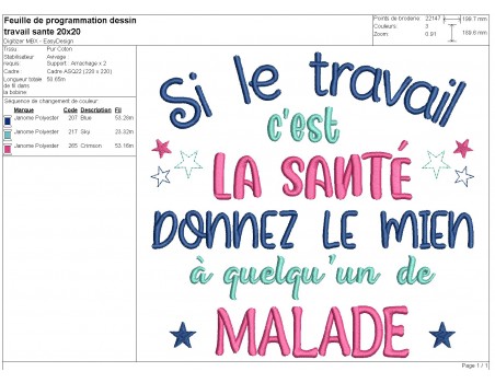 Motif de broderie machine travail