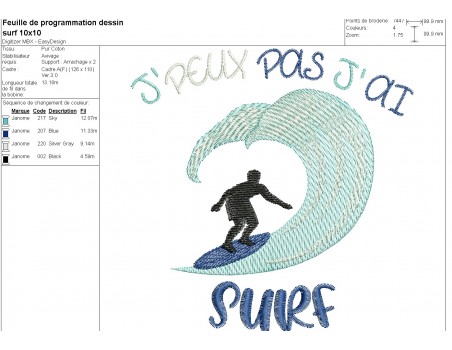 machine embroidery design I can't surf