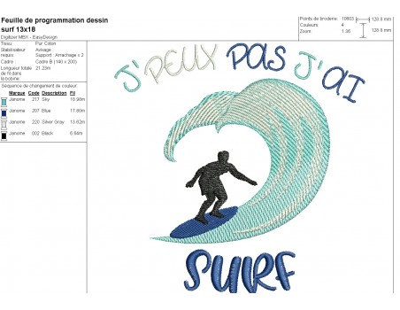 machine embroidery design I can't surf