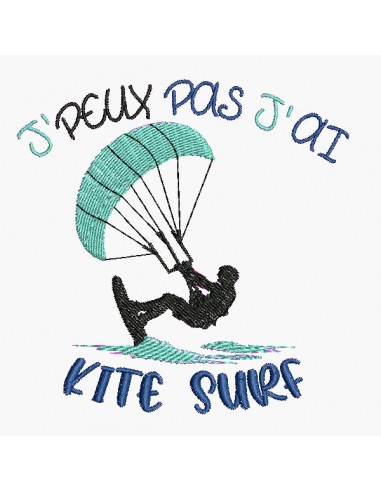 machine embroidery design I can't kite surf