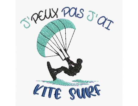 machine embroidery design I can't kite surf