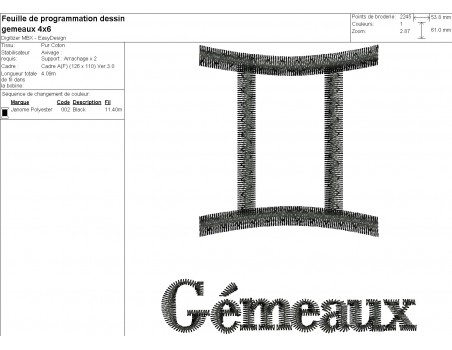 Motif de broderie machine signes astrologiques